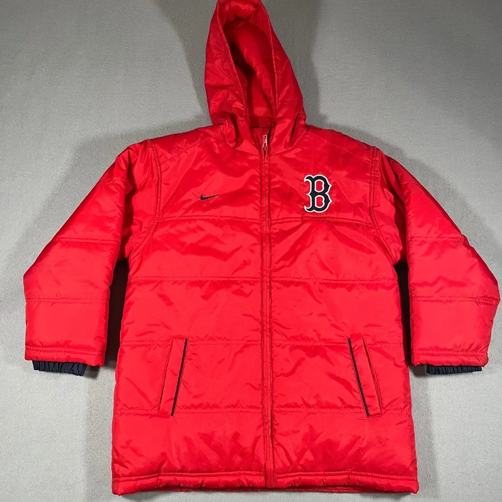 Kids Red Nike Boston Red Sox Puffer Jacket Size‎ S Hooded